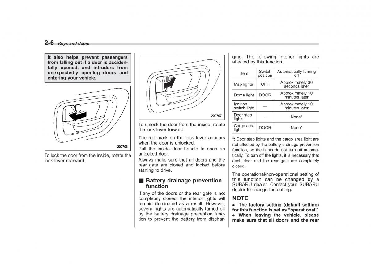 Subaru Tribeca owners manual / page 107