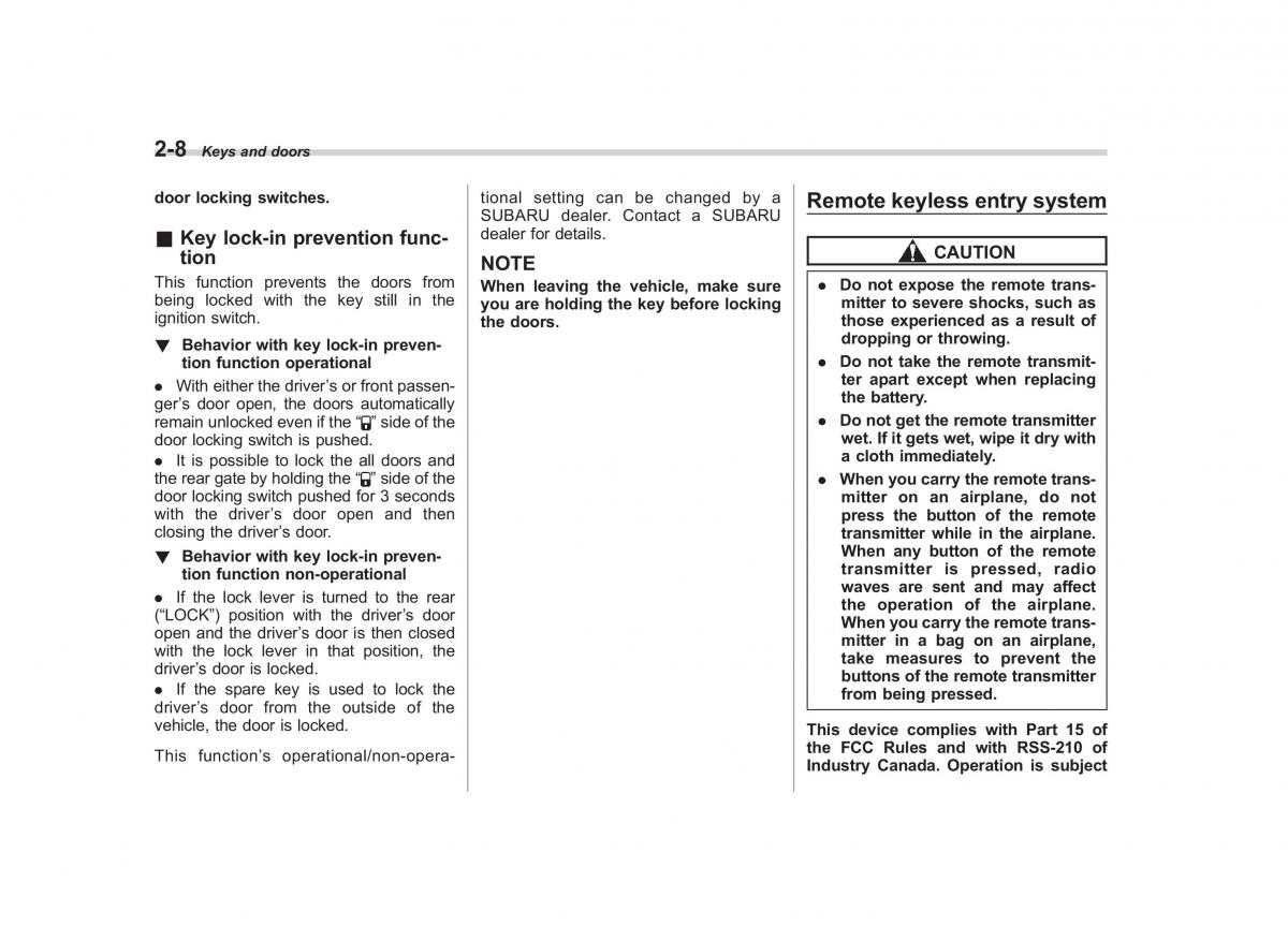 Subaru Tribeca owners manual / page 109