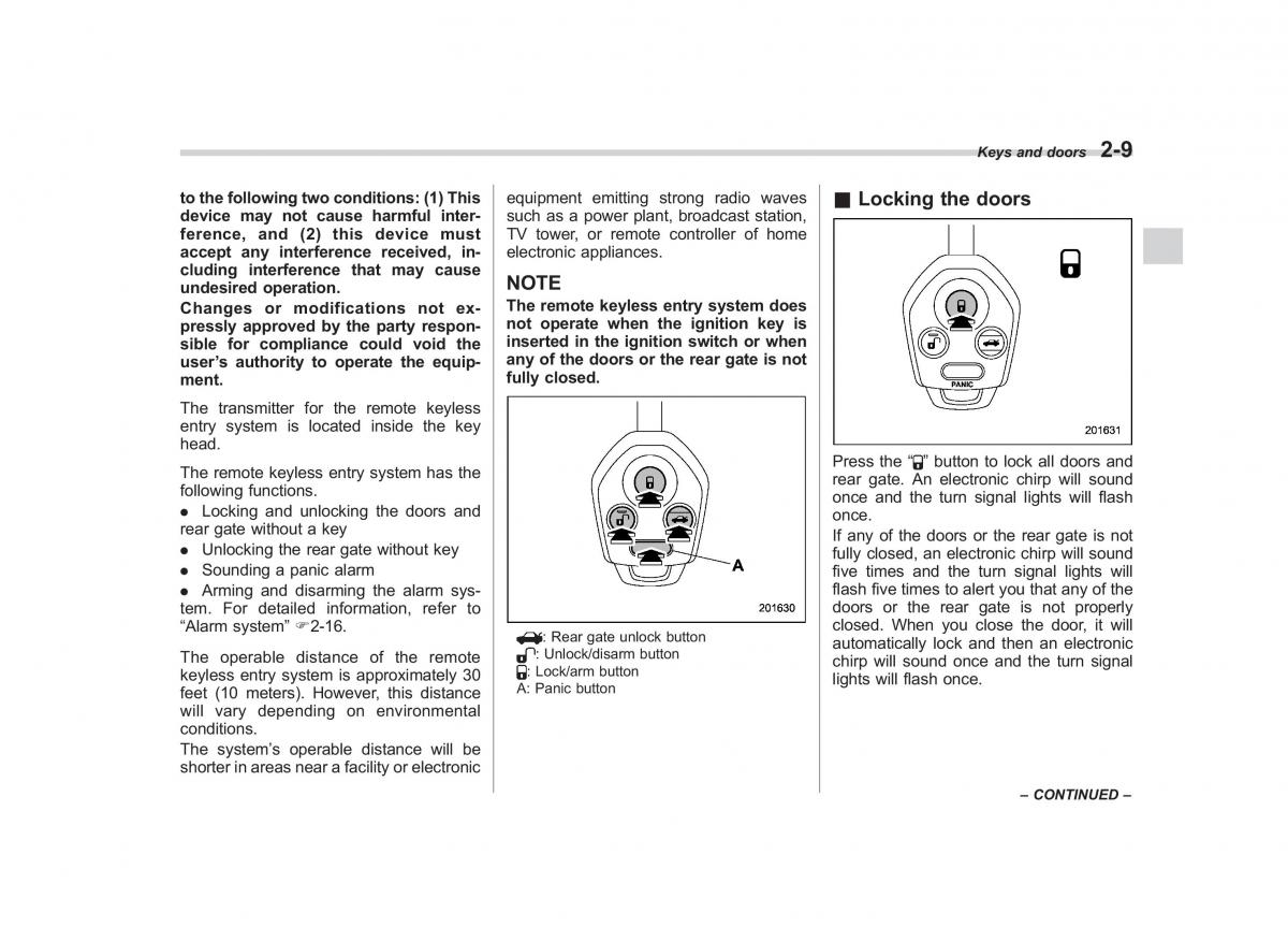 Subaru Tribeca owners manual / page 110