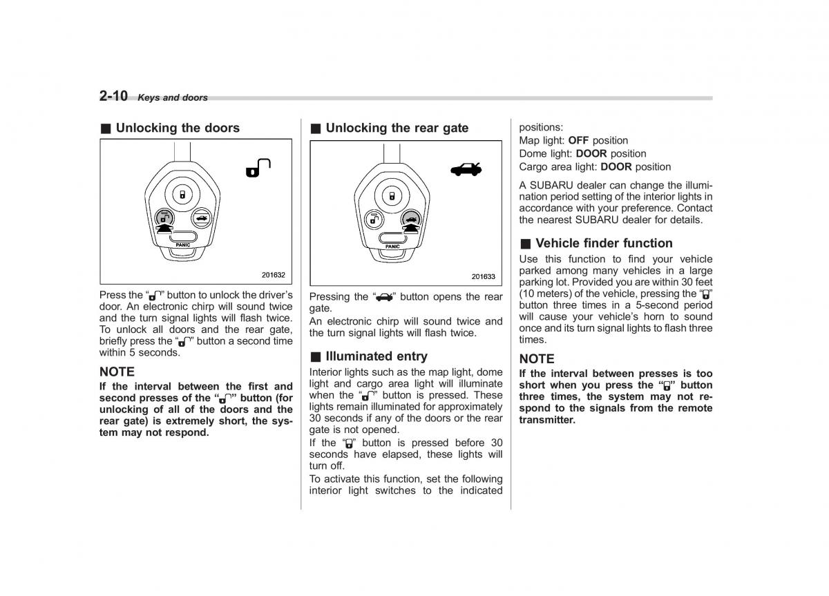 Subaru Tribeca owners manual / page 111