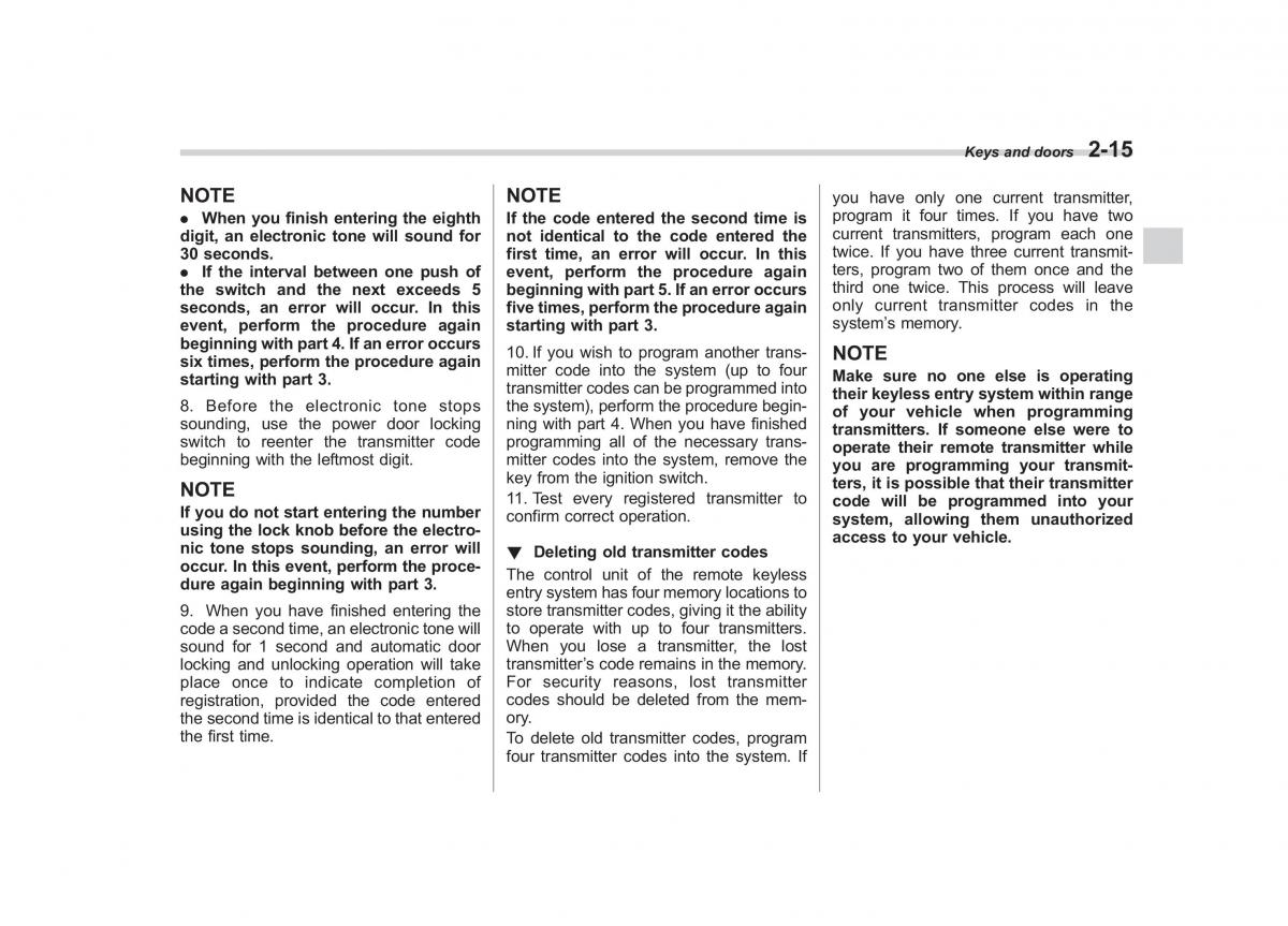 Subaru Tribeca owners manual / page 116