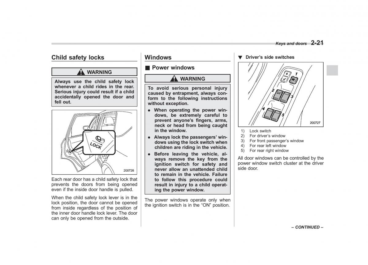 Subaru Tribeca owners manual / page 122