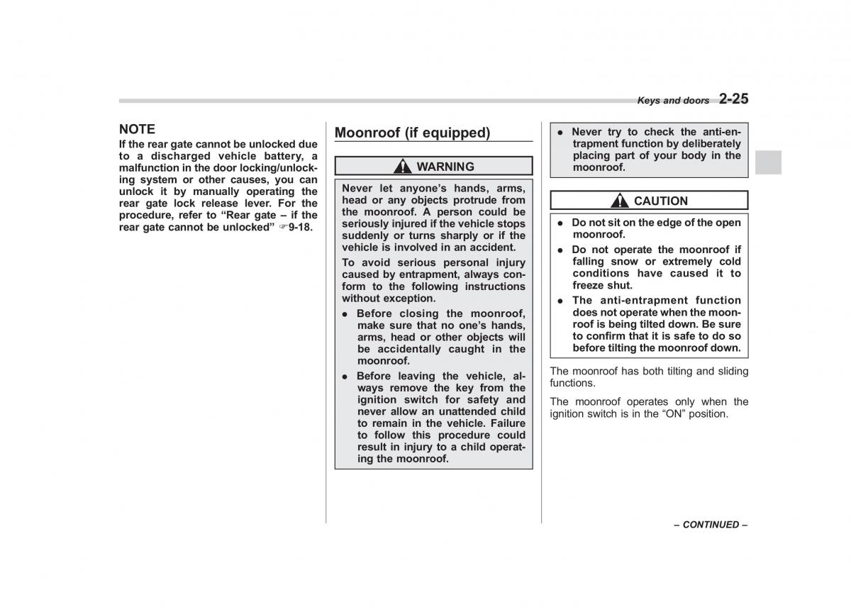 Subaru Tribeca owners manual / page 126