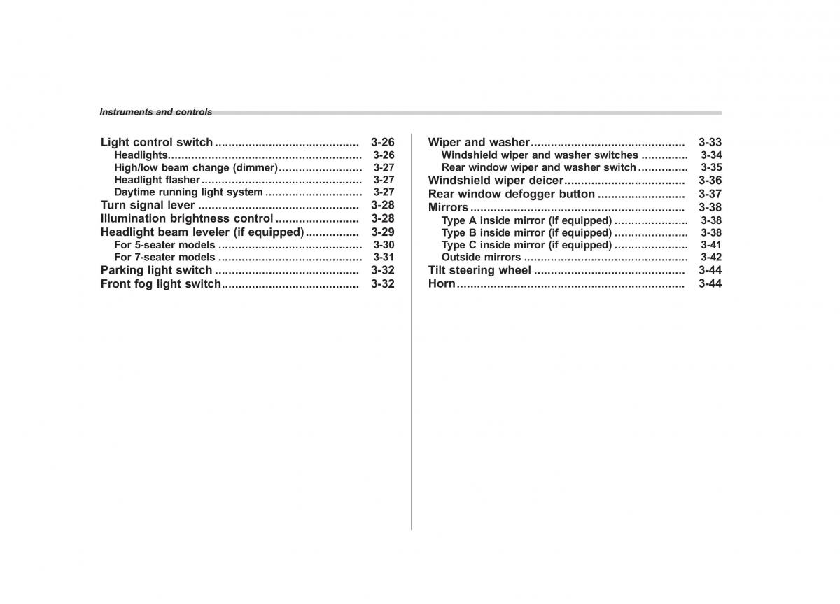 Subaru Tribeca owners manual / page 131