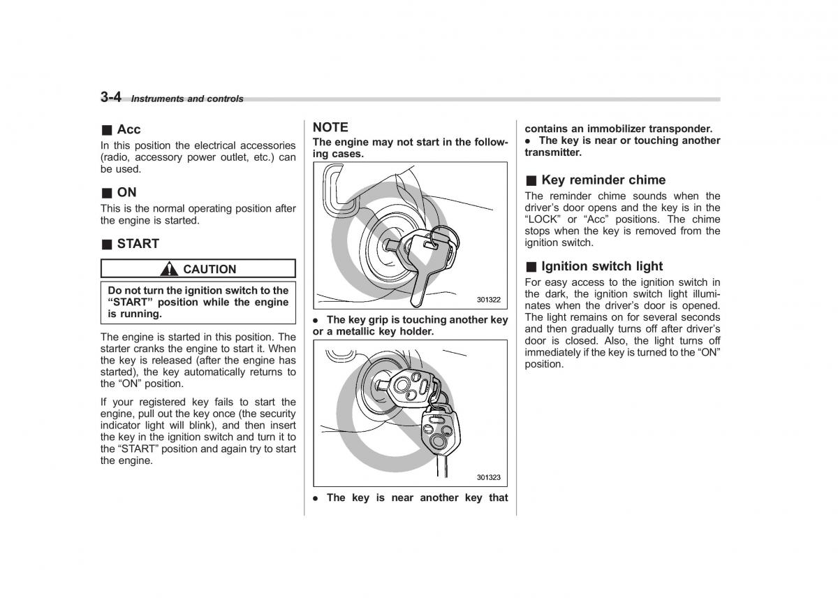 Subaru Tribeca owners manual / page 133