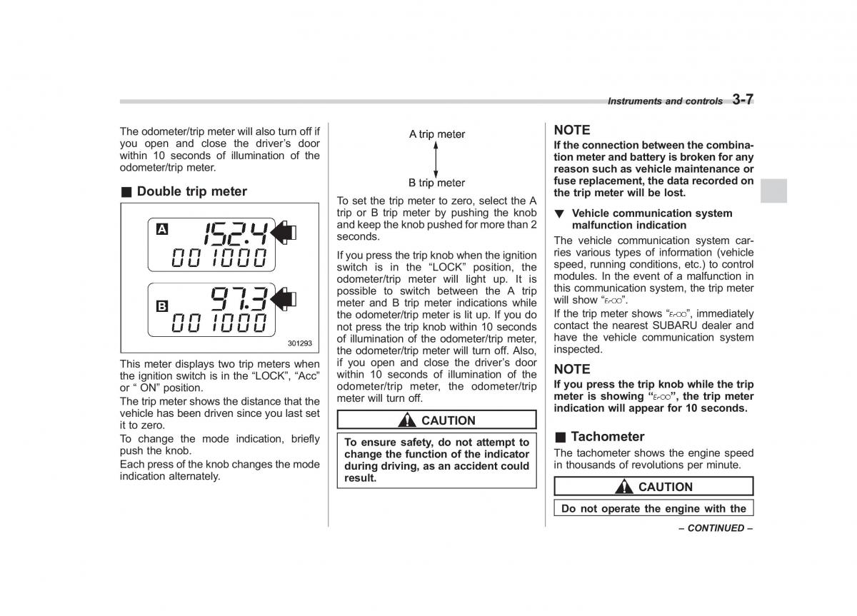 Subaru Tribeca owners manual / page 136