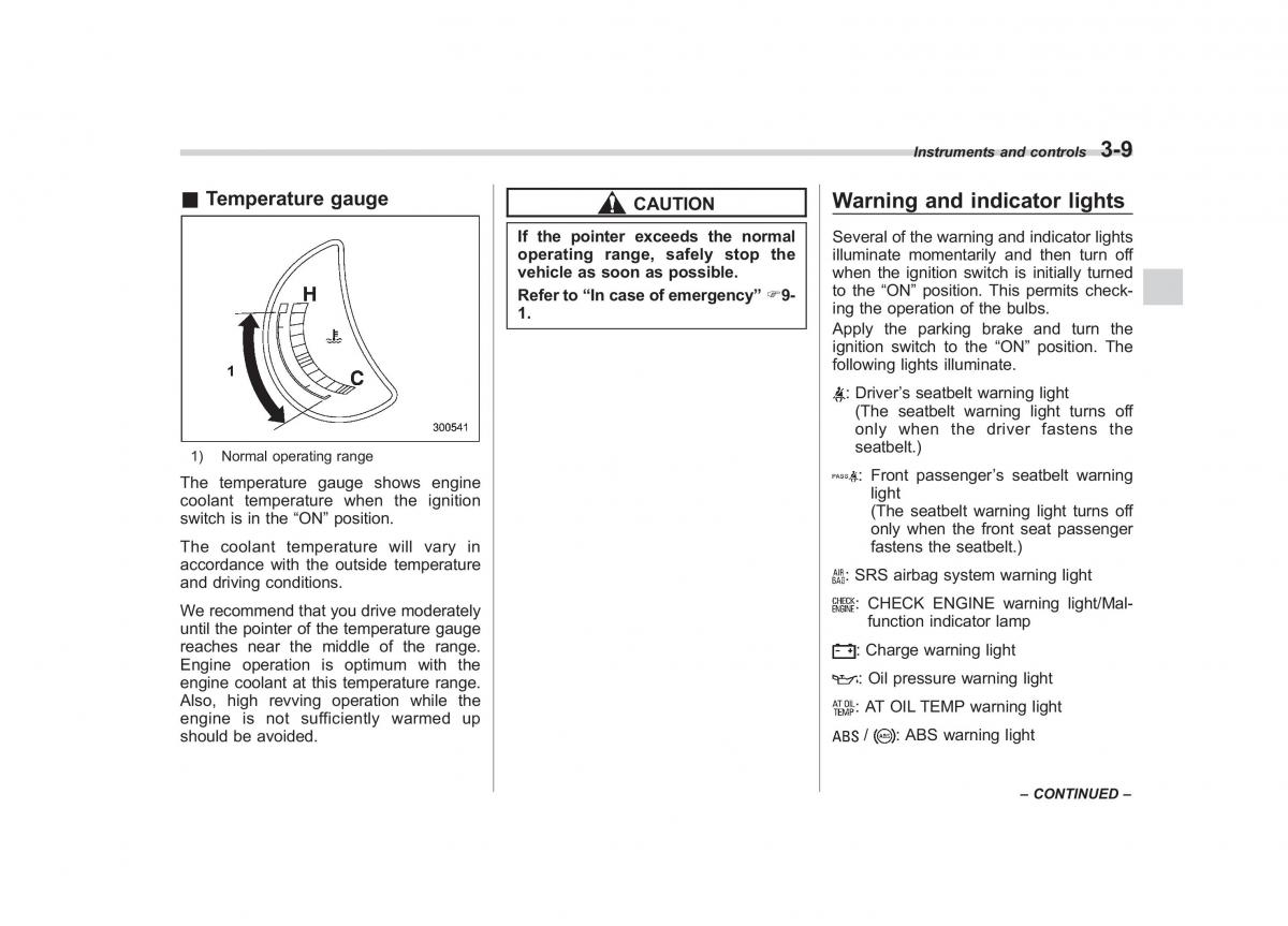 Subaru Tribeca owners manual / page 138