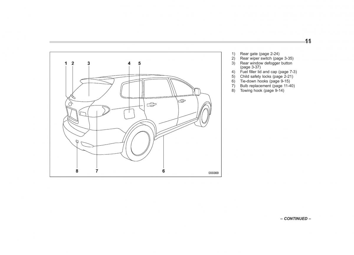 Subaru Tribeca owners manual / page 14