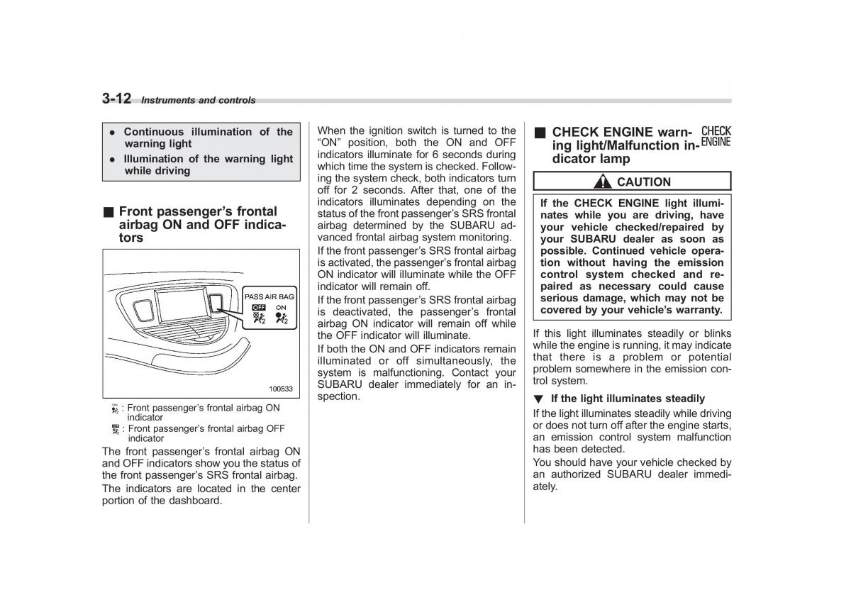 Subaru Tribeca owners manual / page 141