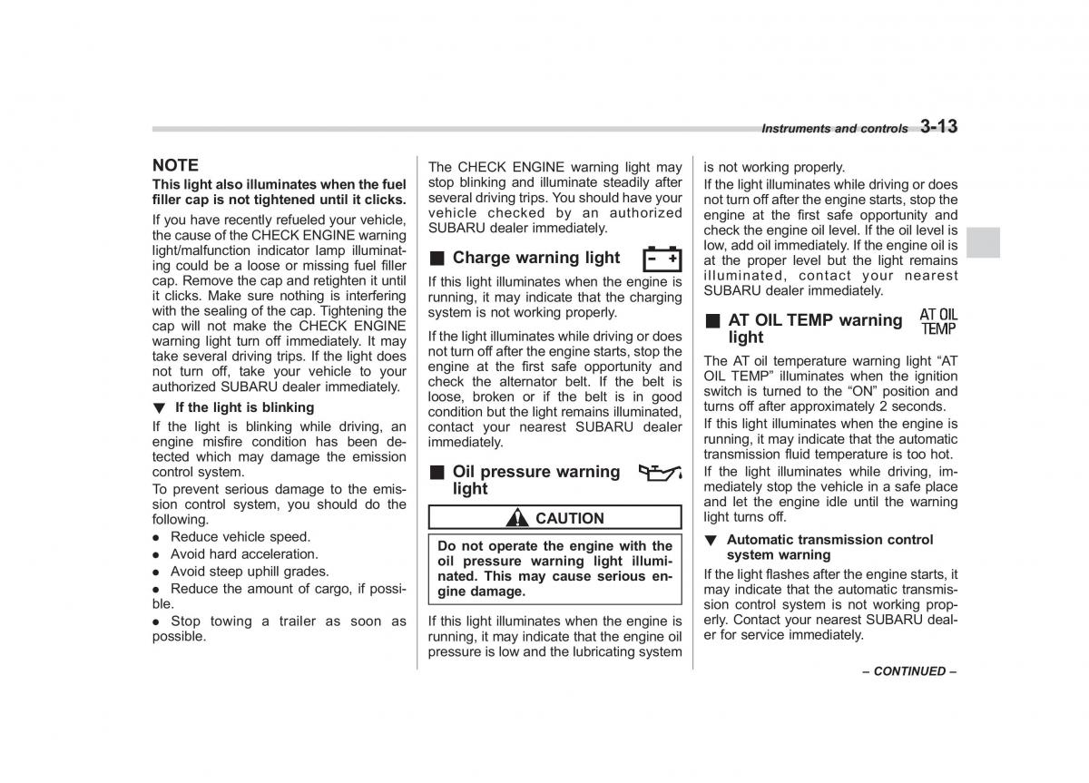 Subaru Tribeca owners manual / page 142