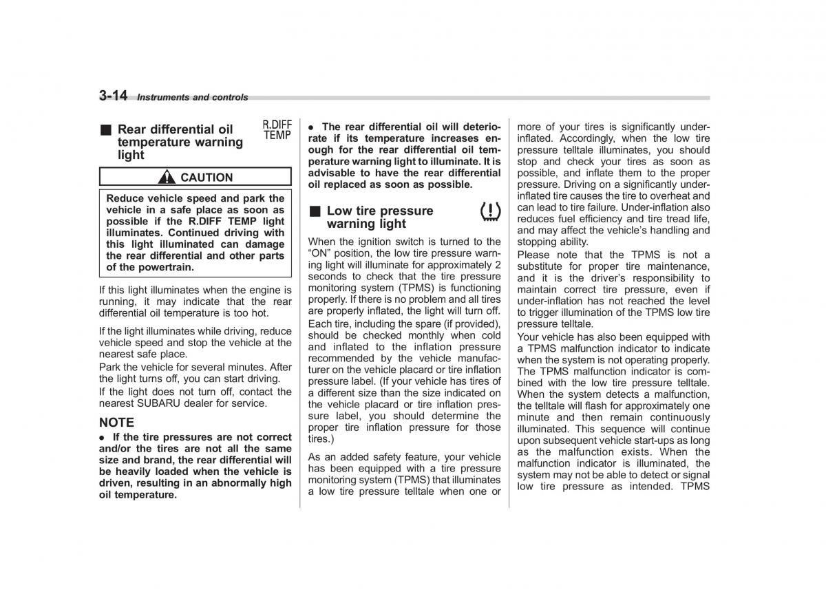 Subaru Tribeca owners manual / page 143