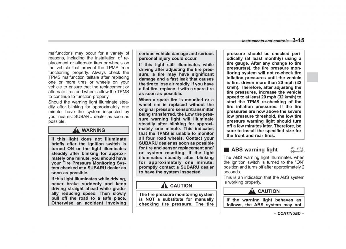 Subaru Tribeca owners manual / page 144