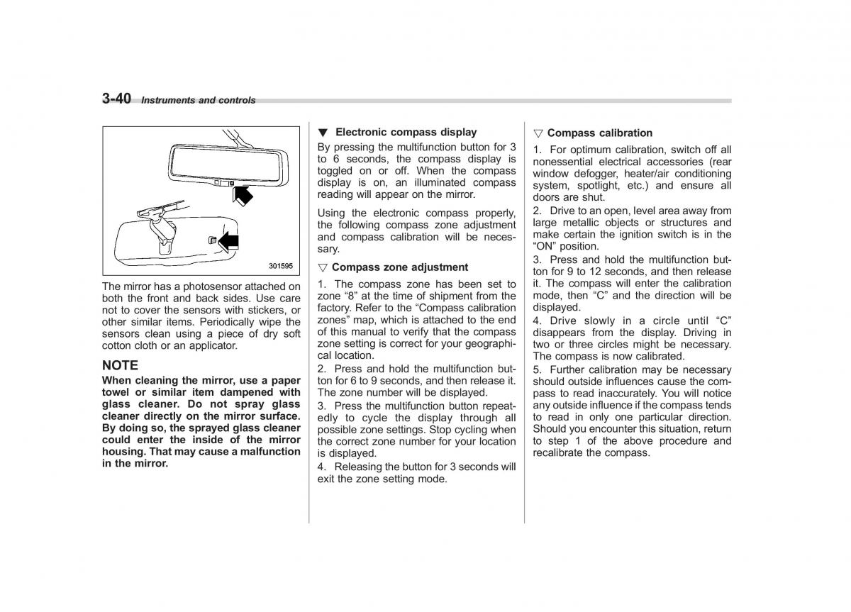 Subaru Tribeca owners manual / page 169