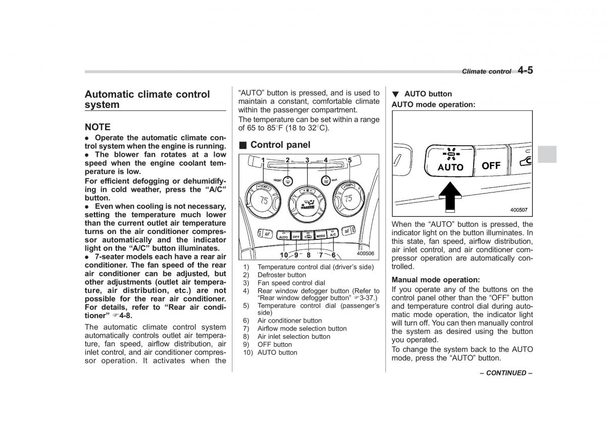 Subaru Tribeca owners manual / page 178