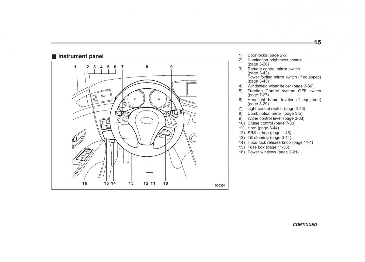 Subaru Tribeca owners manual / page 18