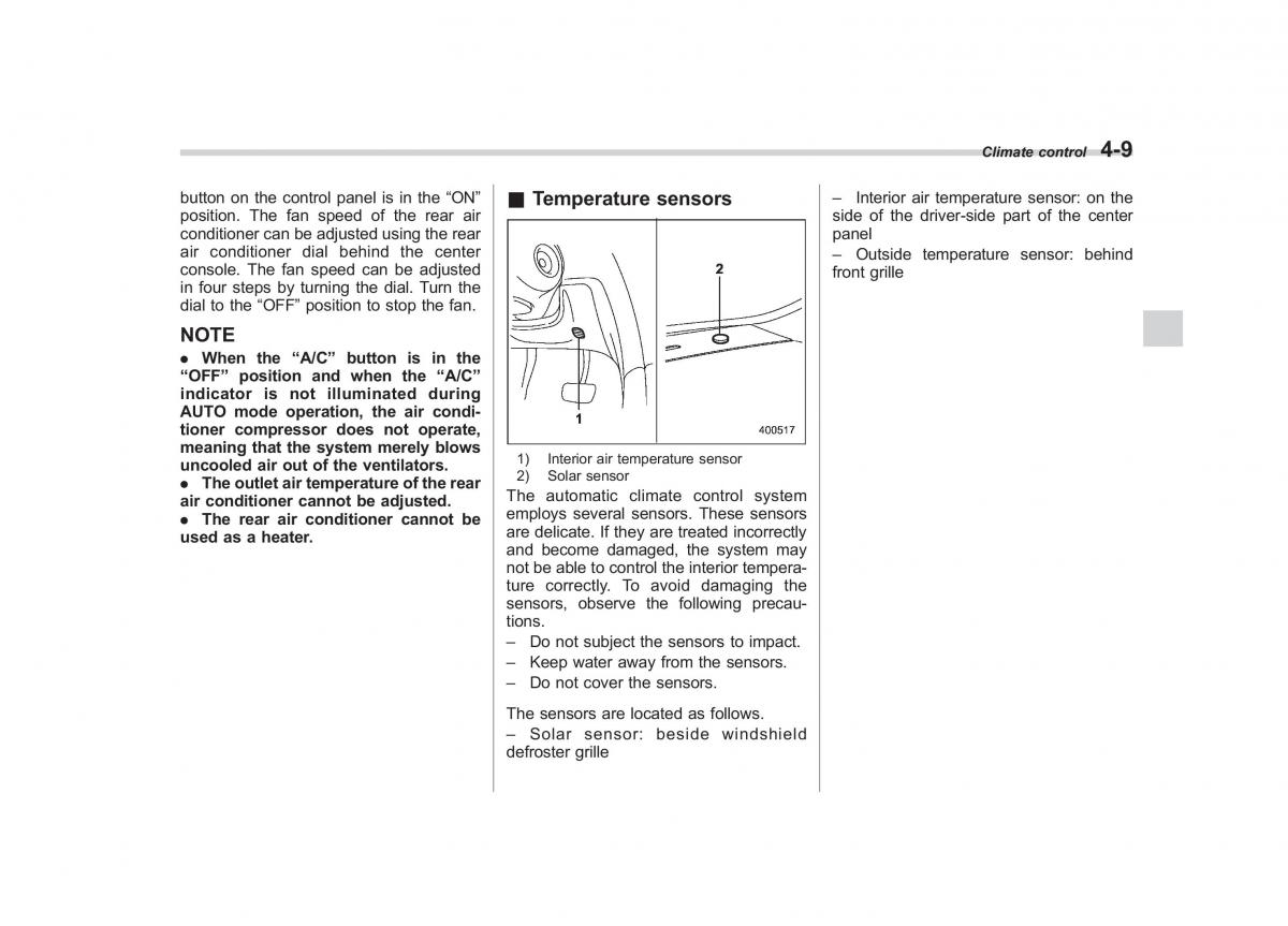 Subaru Tribeca owners manual / page 182