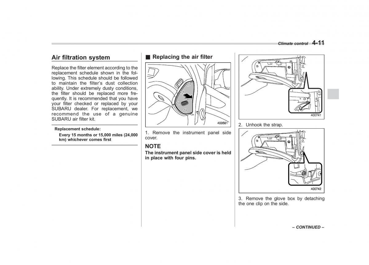 Subaru Tribeca owners manual / page 184