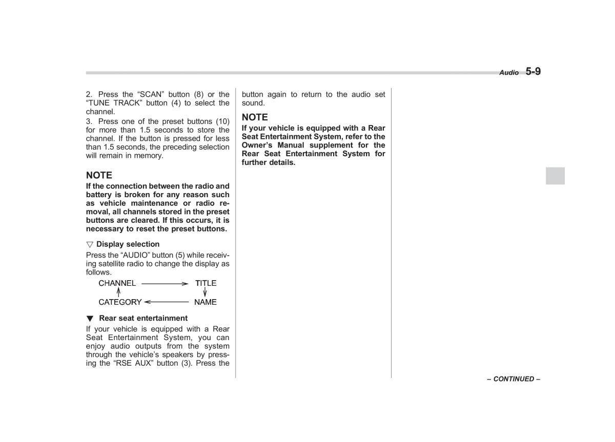 Subaru Tribeca owners manual / page 196