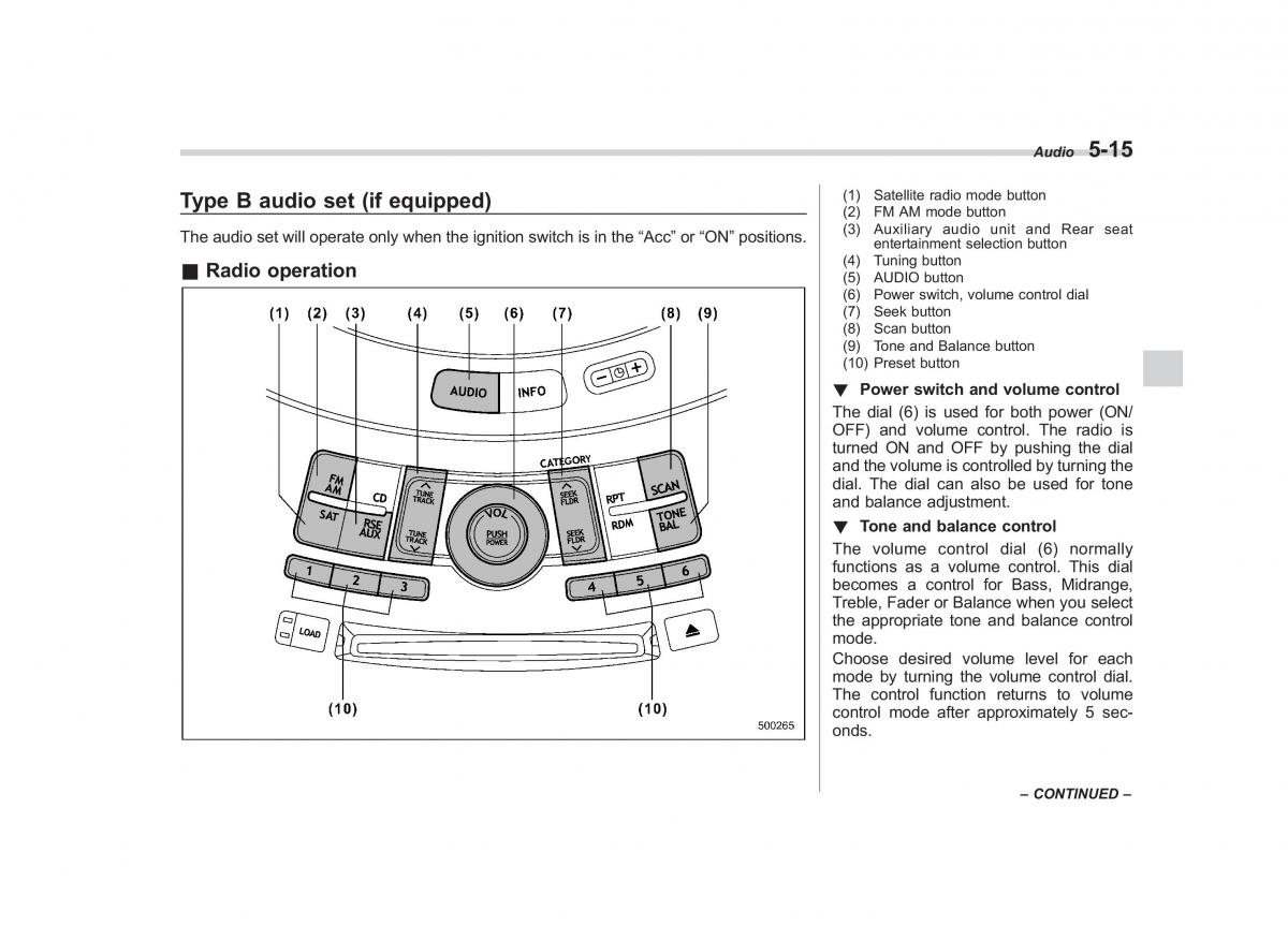 Subaru Tribeca owners manual / page 202