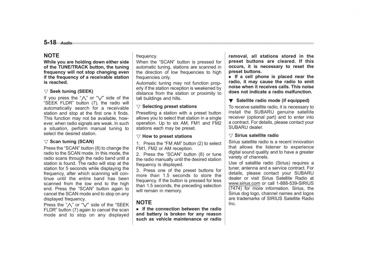 Subaru Tribeca owners manual / page 205