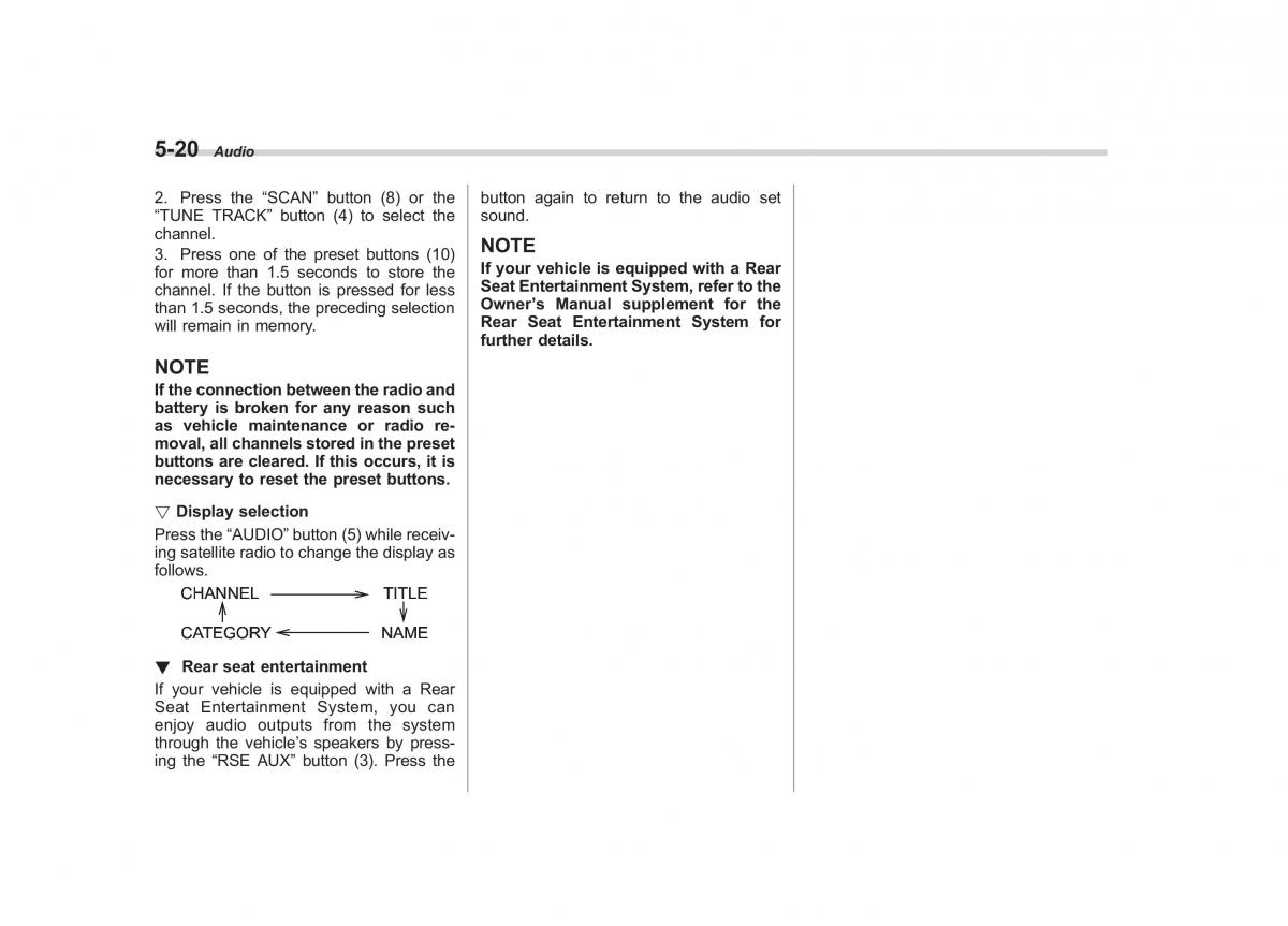 Subaru Tribeca owners manual / page 207