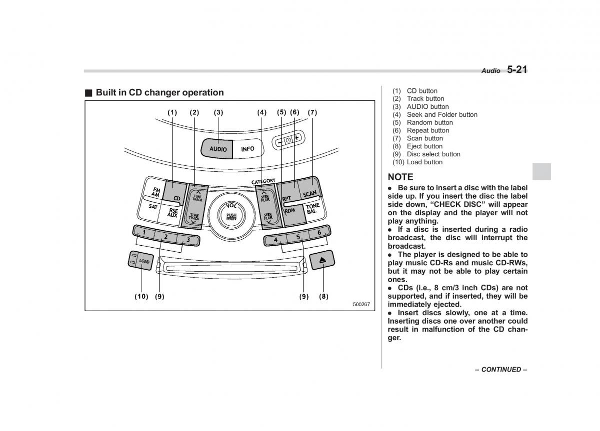 Subaru Tribeca owners manual / page 208