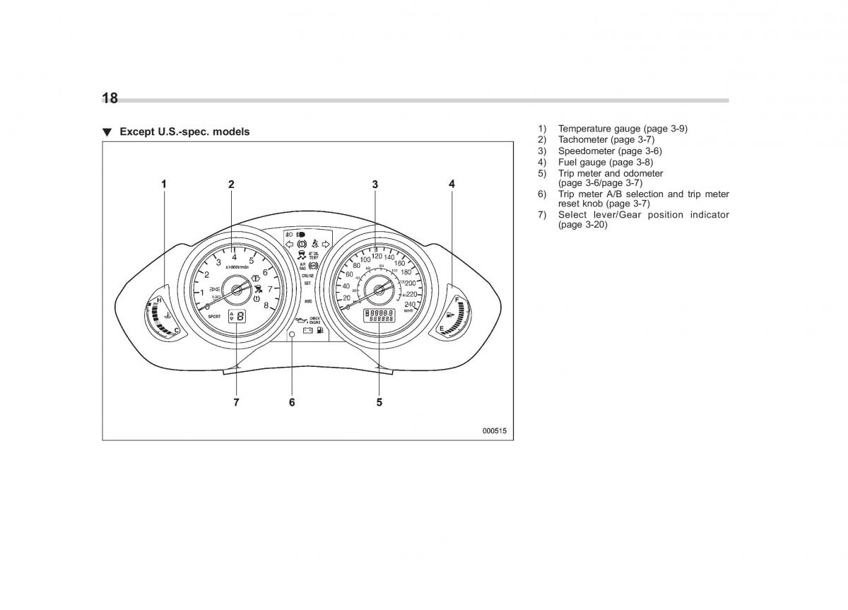 Subaru Tribeca owners manual / page 21