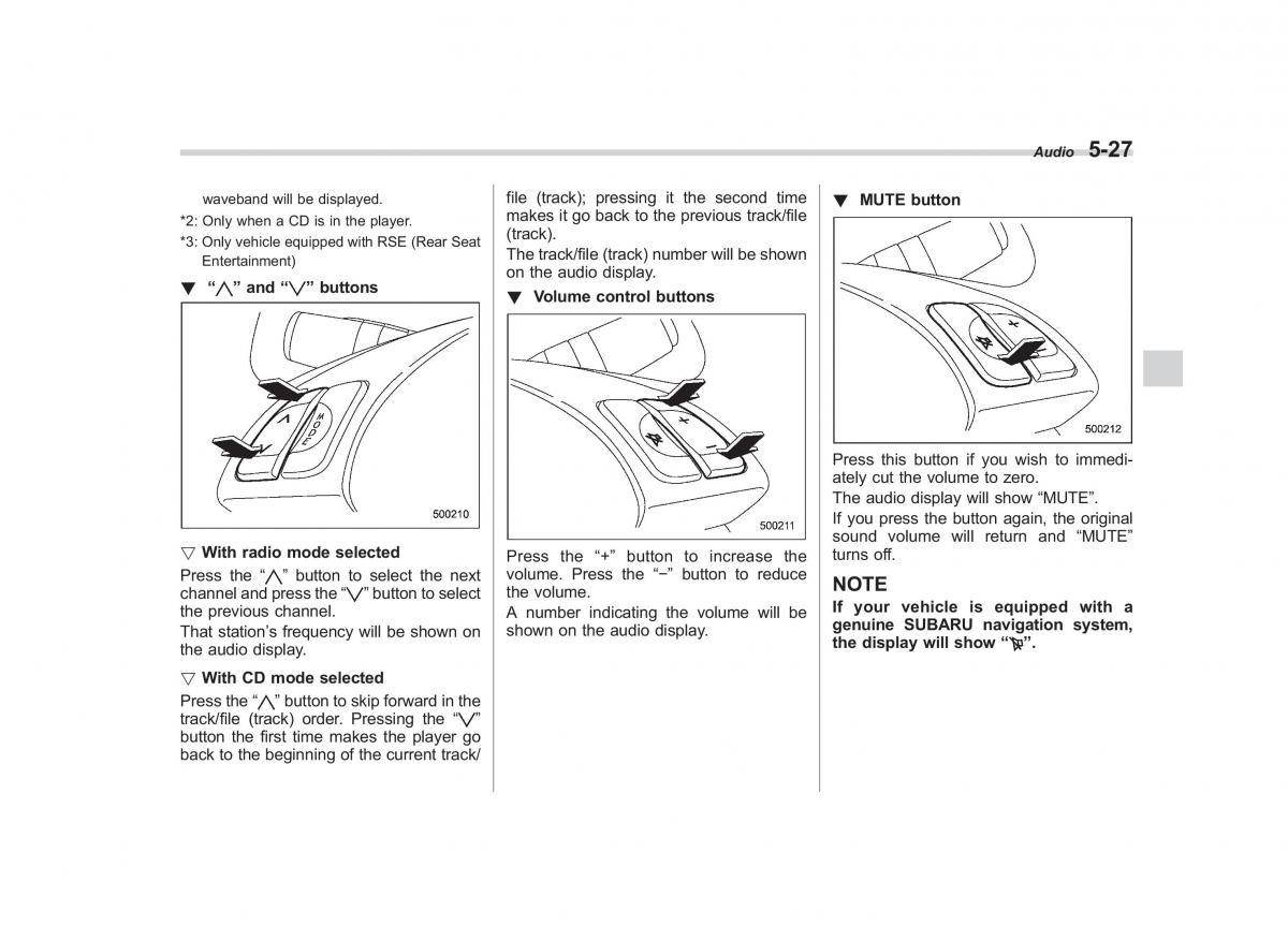 Subaru Tribeca owners manual / page 214