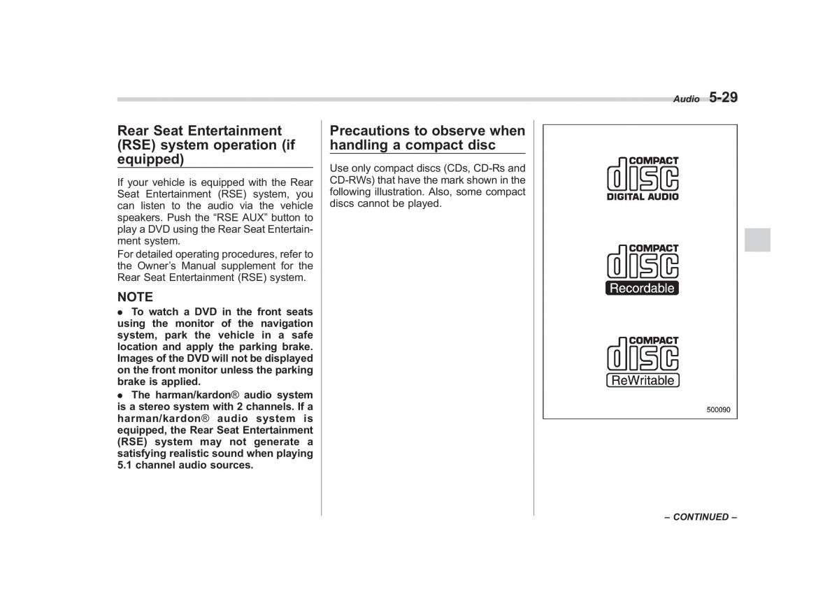 Subaru Tribeca owners manual / page 216