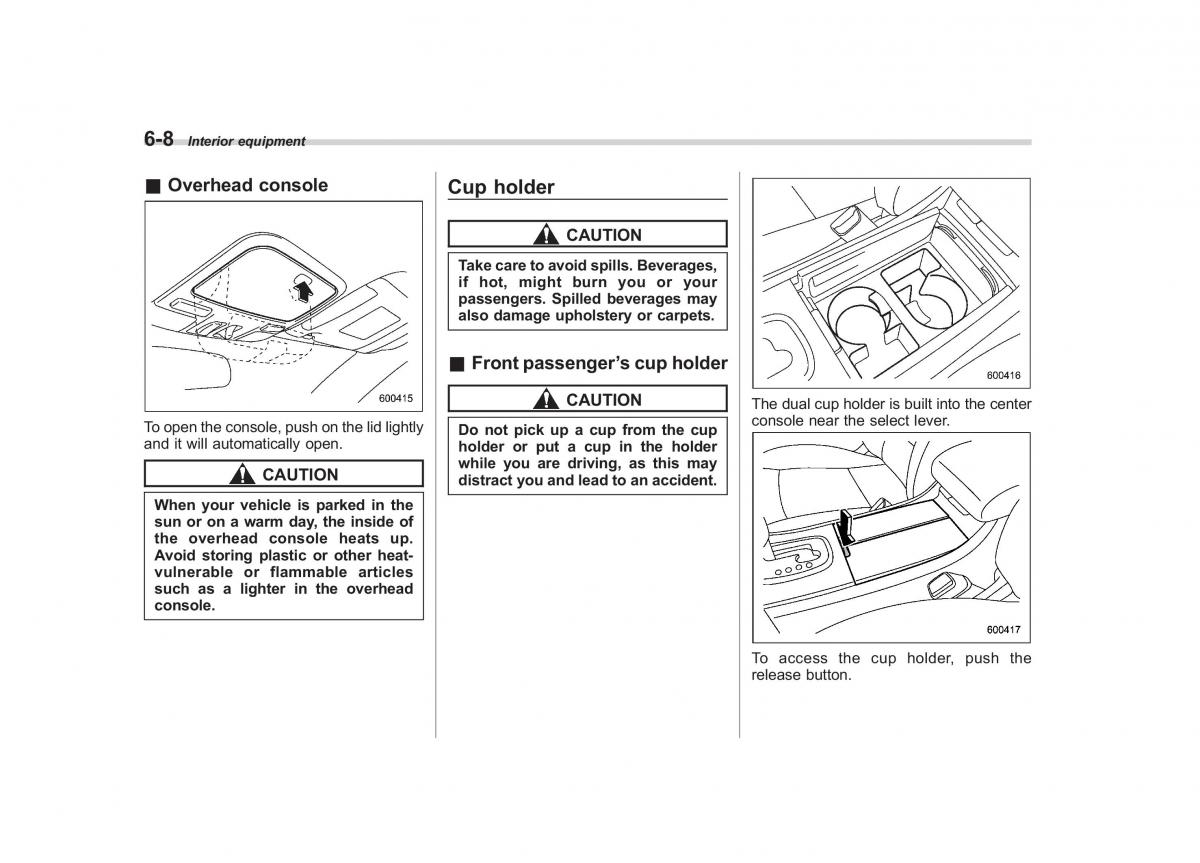 Subaru Tribeca owners manual / page 225