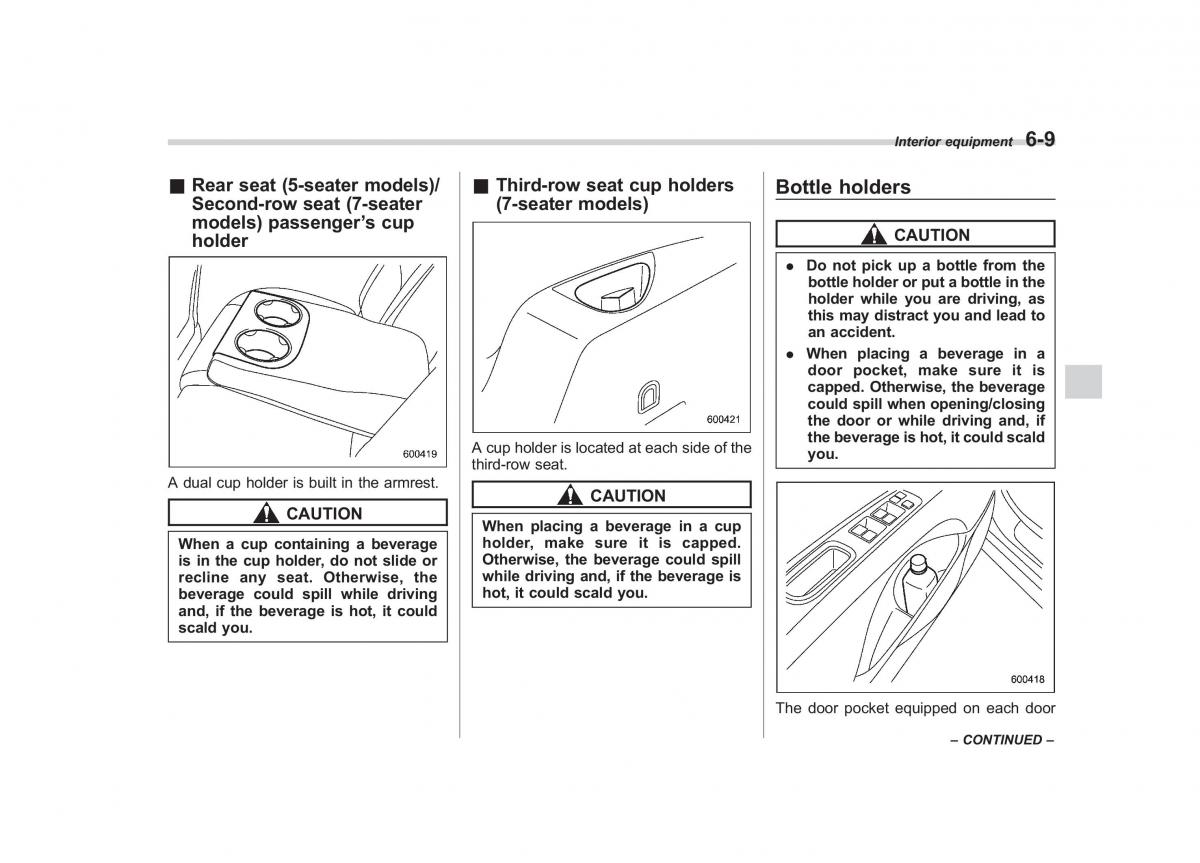 Subaru Tribeca owners manual / page 226