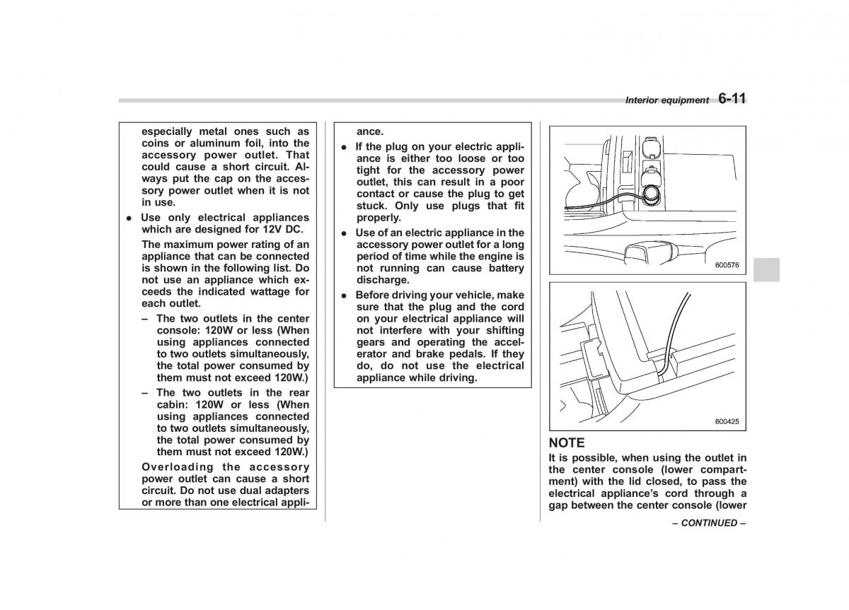 Subaru Tribeca owners manual / page 228