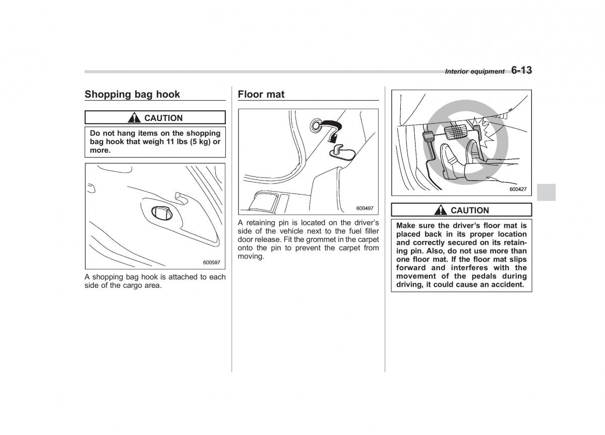 Subaru Tribeca owners manual / page 230