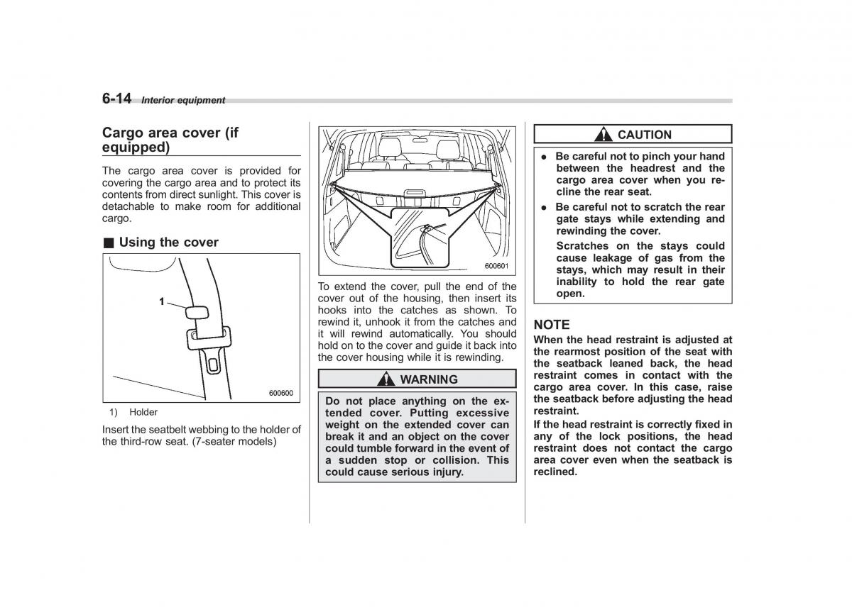 Subaru Tribeca owners manual / page 231