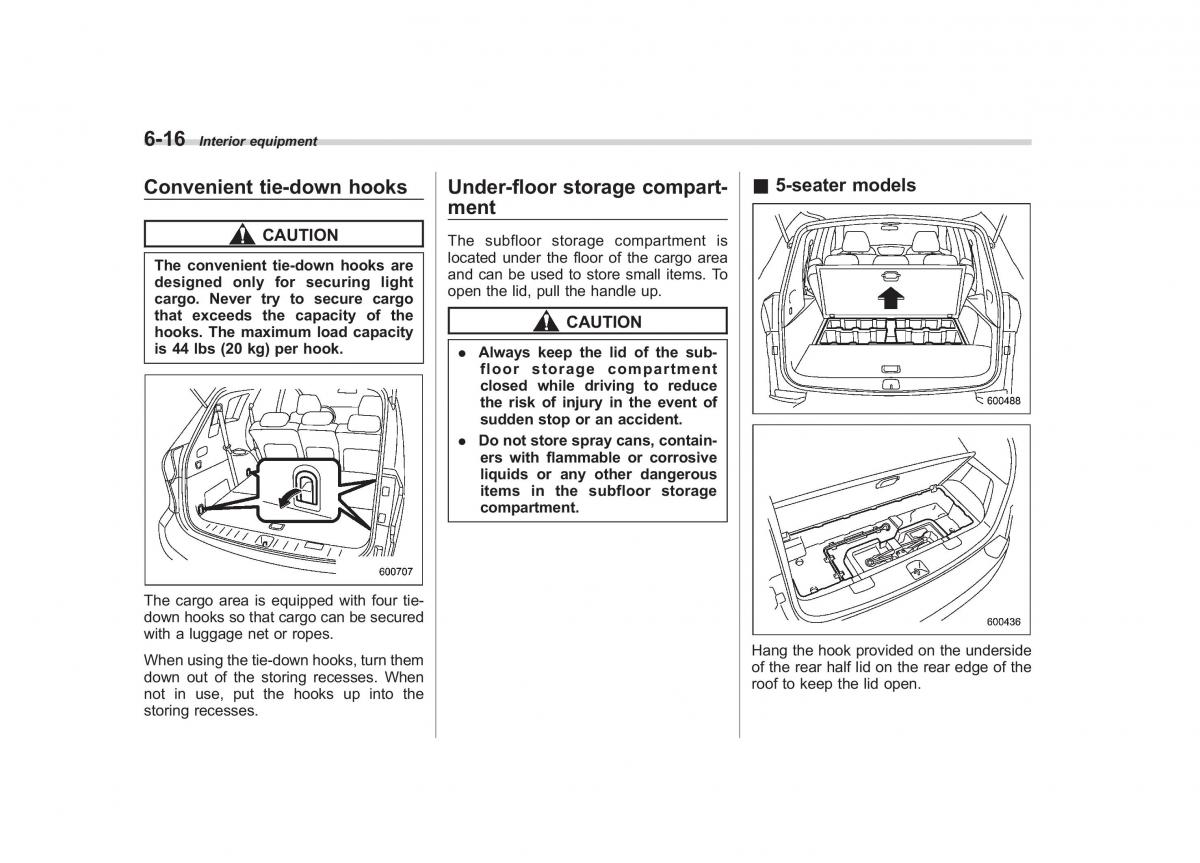 Subaru Tribeca owners manual / page 233