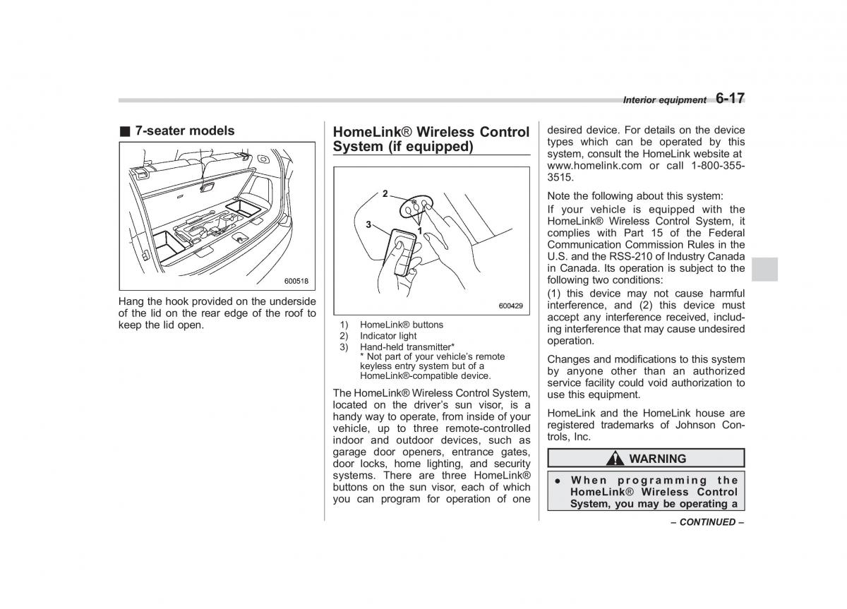 Subaru Tribeca owners manual / page 234