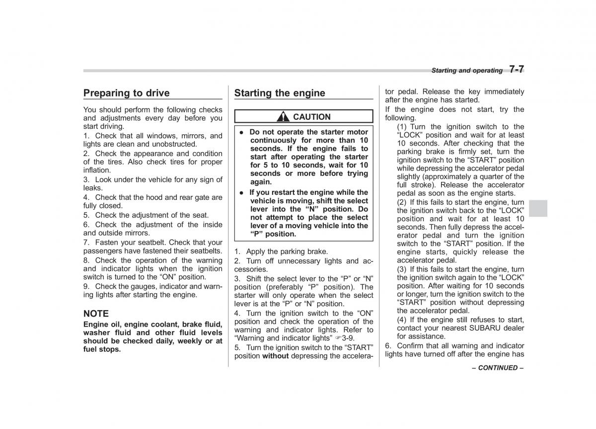 Subaru Tribeca owners manual / page 250