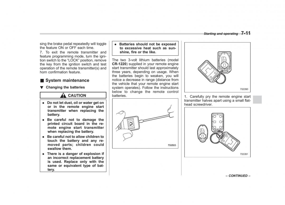 Subaru Tribeca owners manual / page 254