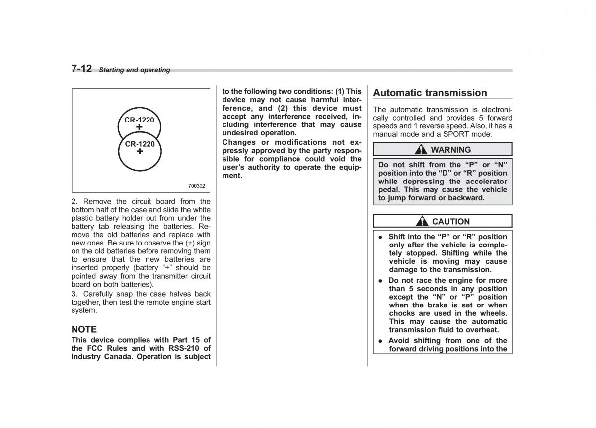 Subaru Tribeca owners manual / page 255