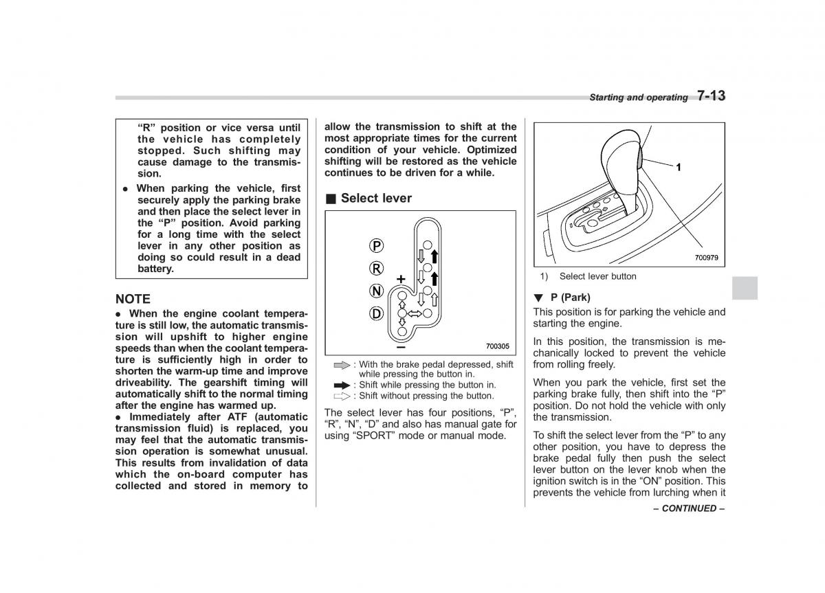 Subaru Tribeca owners manual / page 256