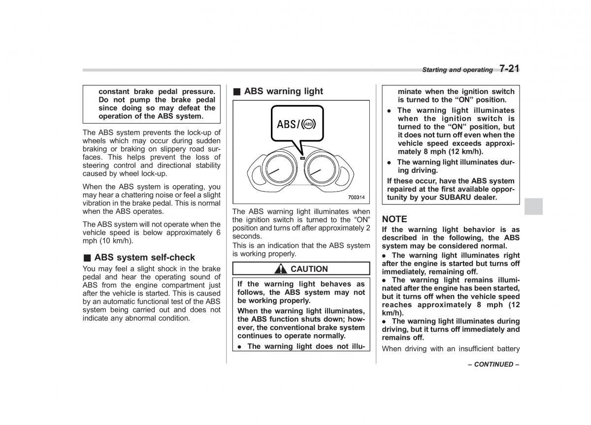 Subaru Tribeca owners manual / page 264