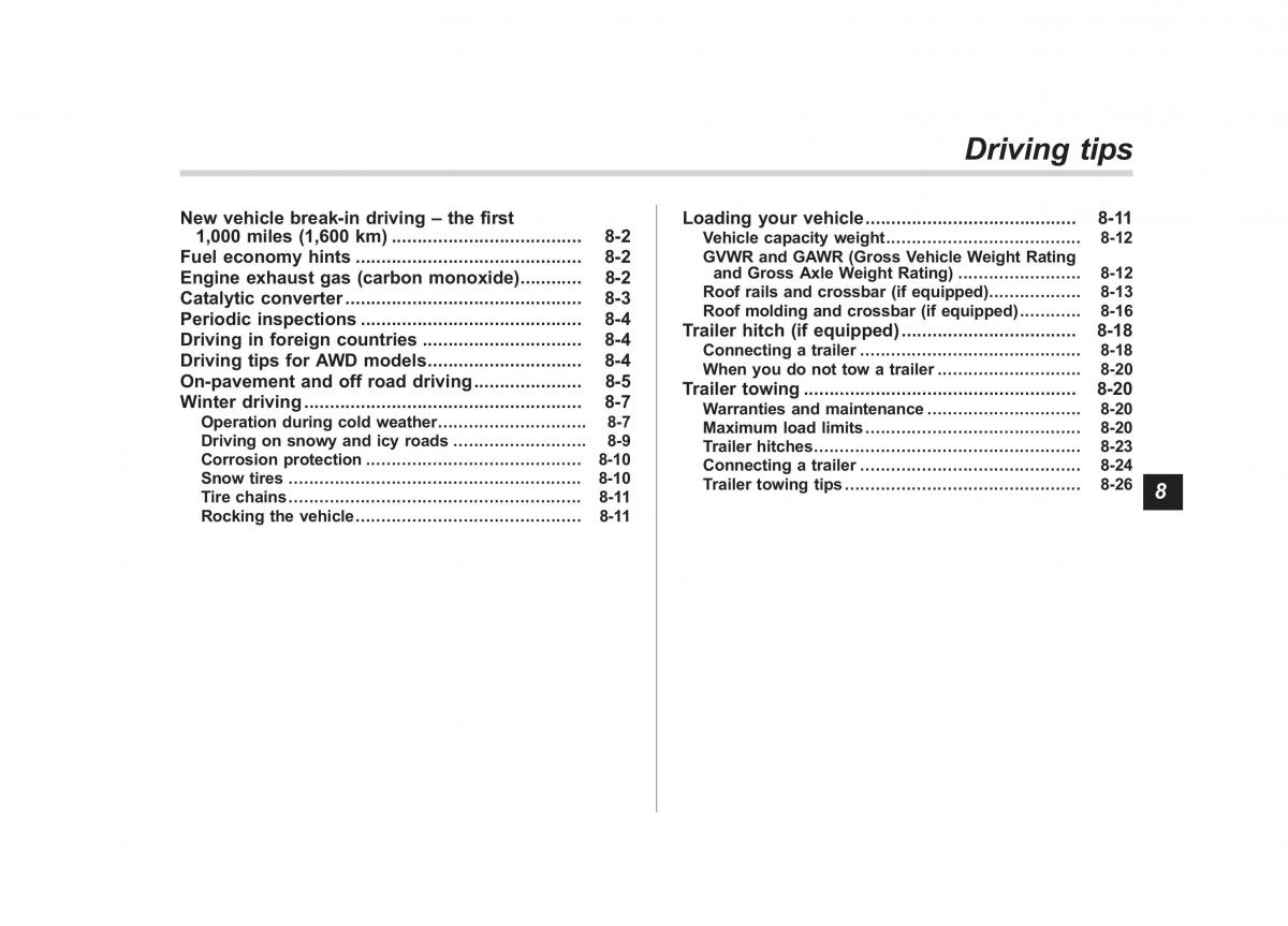 Subaru Tribeca owners manual / page 278