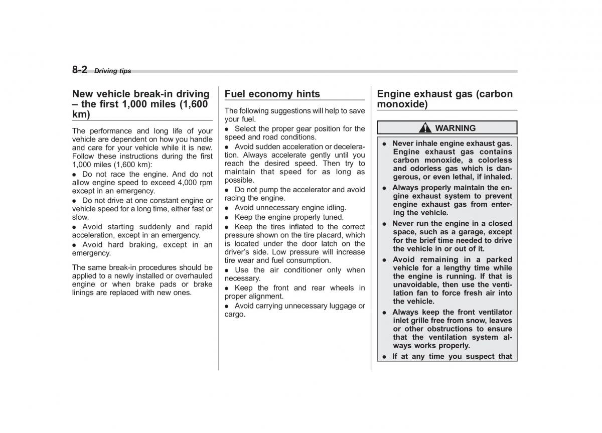 Subaru Tribeca owners manual / page 279