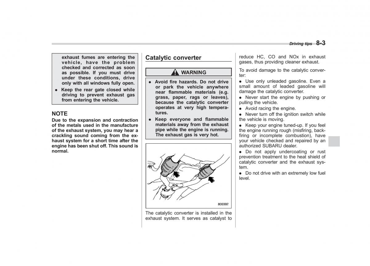 Subaru Tribeca owners manual / page 280