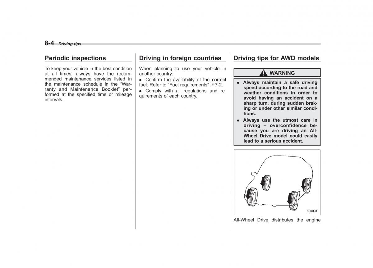 Subaru Tribeca owners manual / page 281