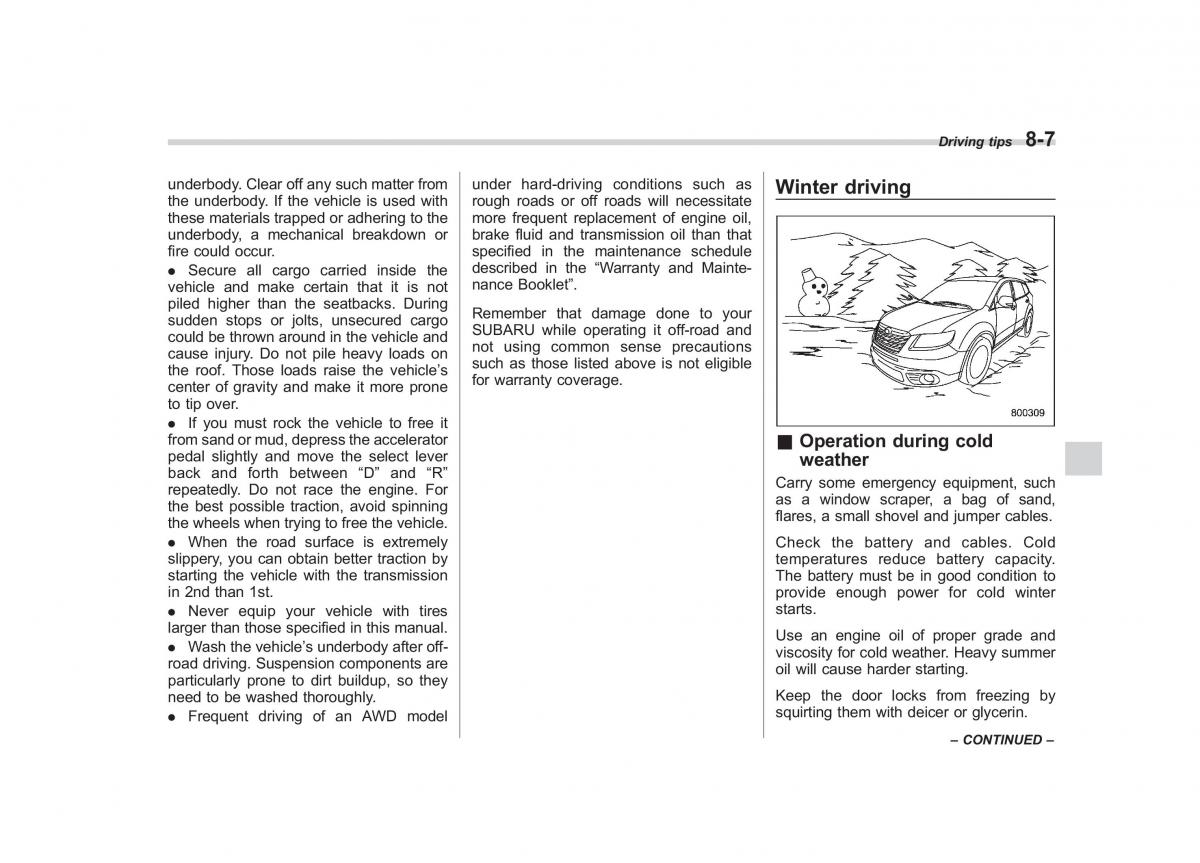 Subaru Tribeca owners manual / page 284