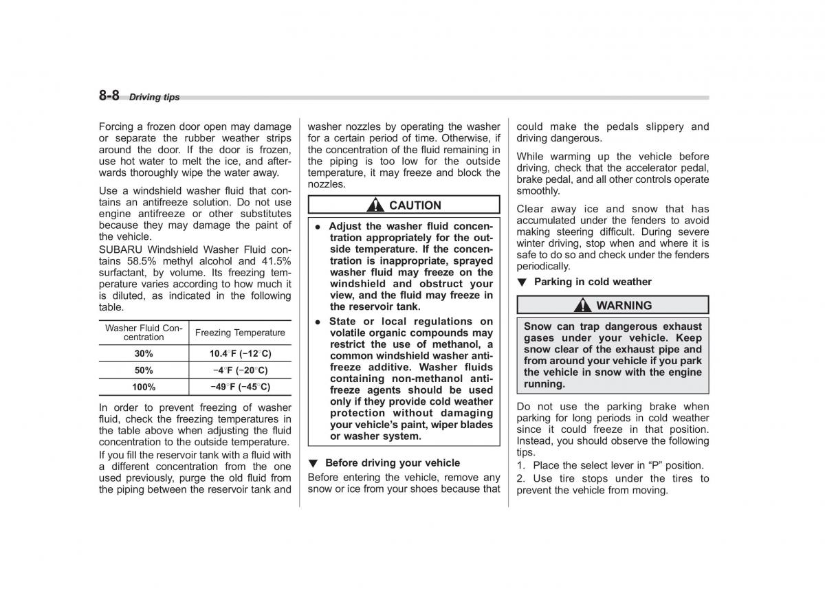 Subaru Tribeca owners manual / page 285