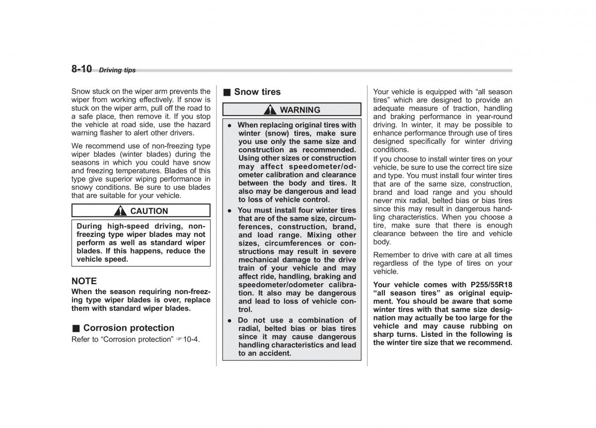 Subaru Tribeca owners manual / page 287