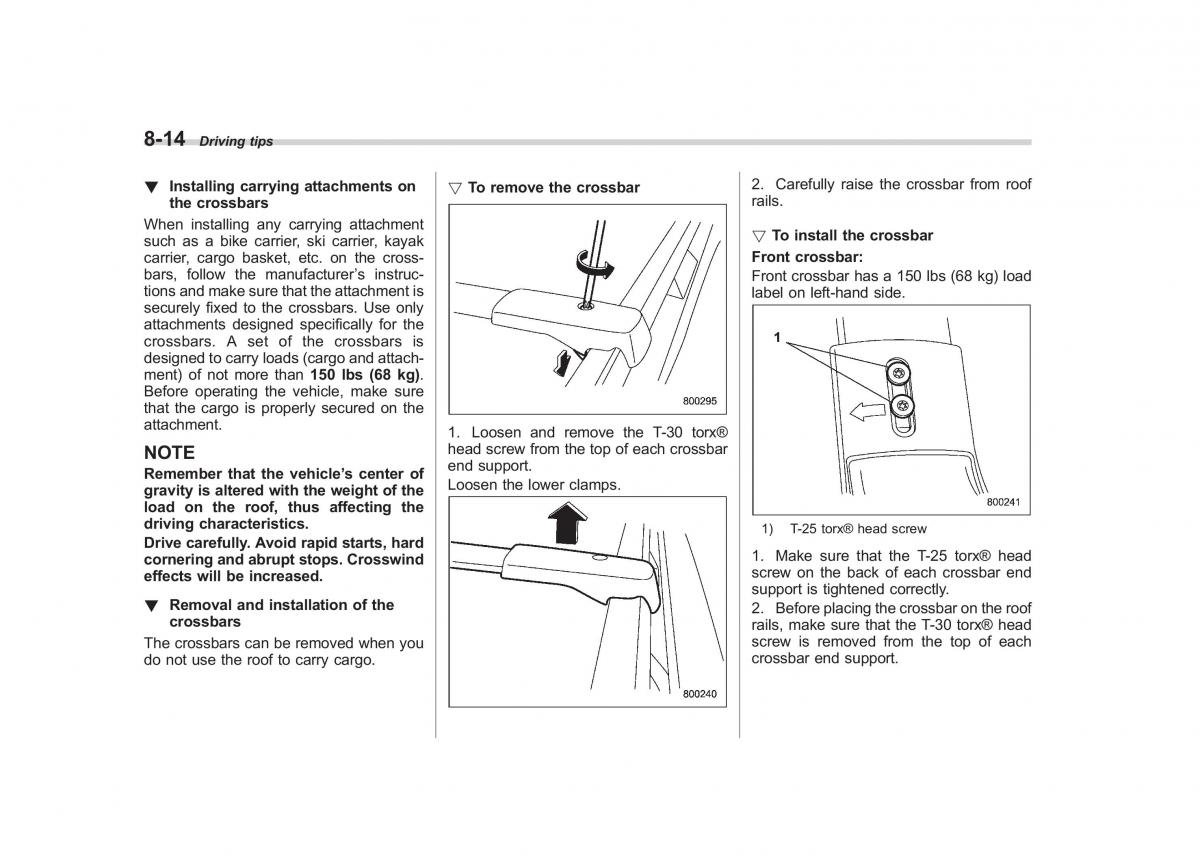 Subaru Tribeca owners manual / page 291