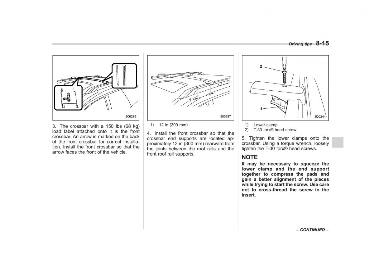 Subaru Tribeca owners manual / page 292